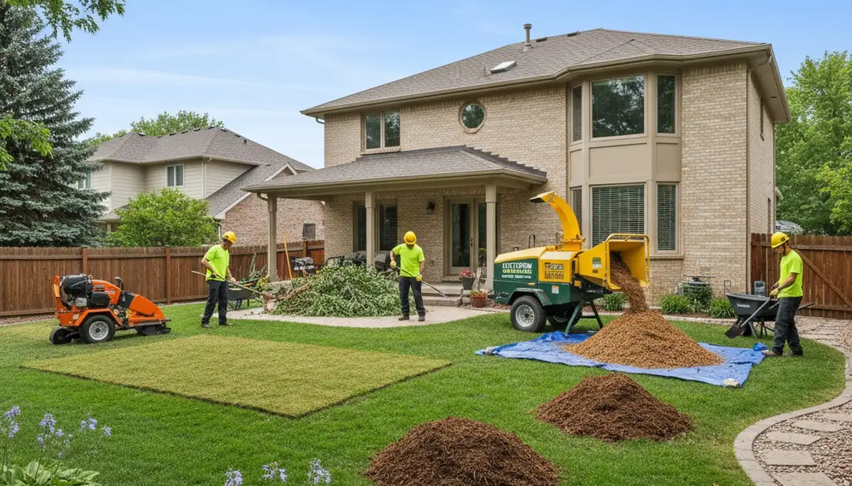 Completed tree removal and yard restoration by professional crew in Littleton, CO