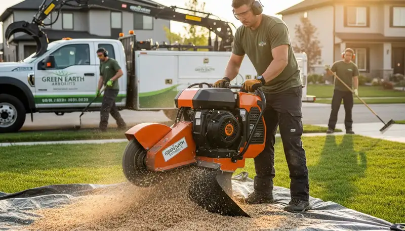 Professional stump removal service in Littleton, CO with heavy-duty tree grinding equipment