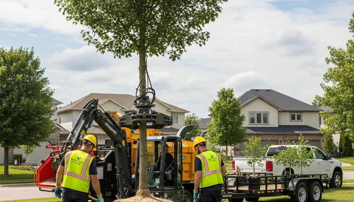 Arborist planting new tree in Littleton, CO yard for Chop Chop Tree professional tree planting service