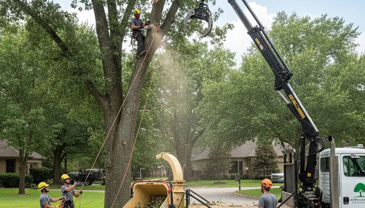 Arborist performing professional tree removal service in Littleton, CO for residential property trees