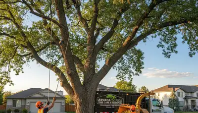 Professional tree removal service in Littleton CO safely cutting and clearing large trees