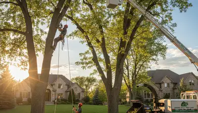 Professional tree removal service team working safely in Littleton, CO yard