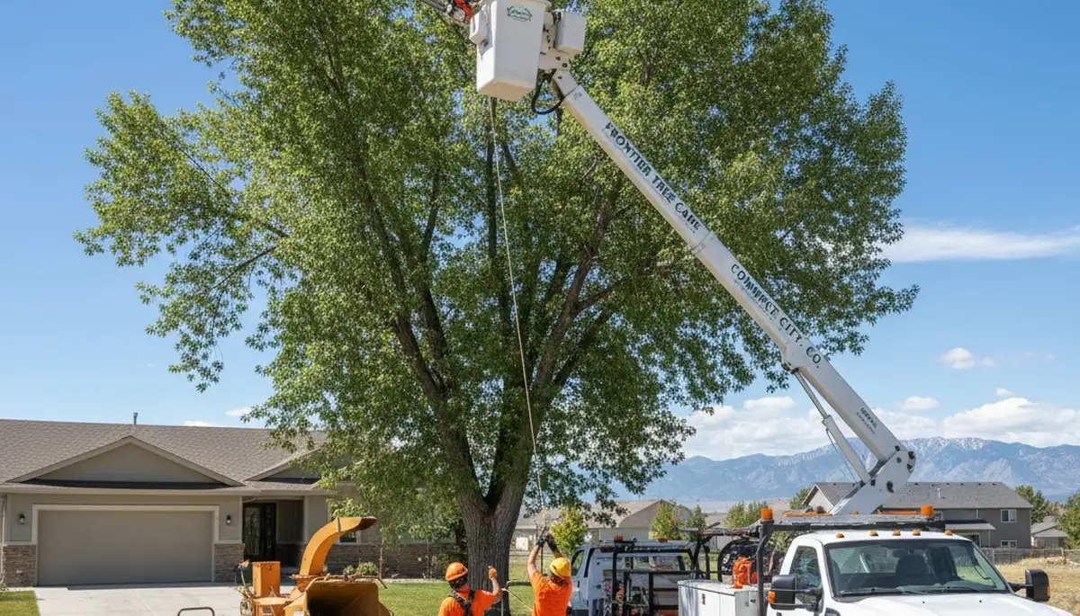 Professional tree removal service crew working safely in Littleton, CO