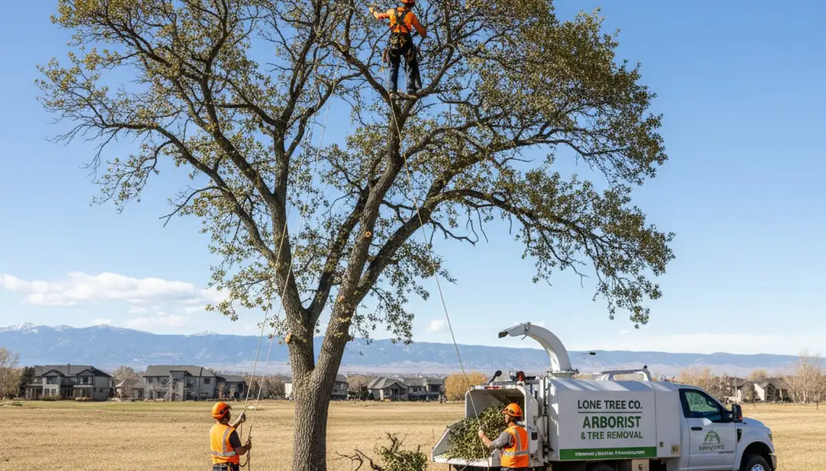 Professional tree removal service in Littleton, CO safely cutting and clearing large trees