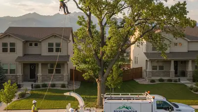 Professional tree removal service in Littleton CO safely cutting and hauling large trees